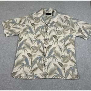 Vintage 90s Ocean Pacific white  Hawaiian Floral 100% Silk Button Up Shirt Large